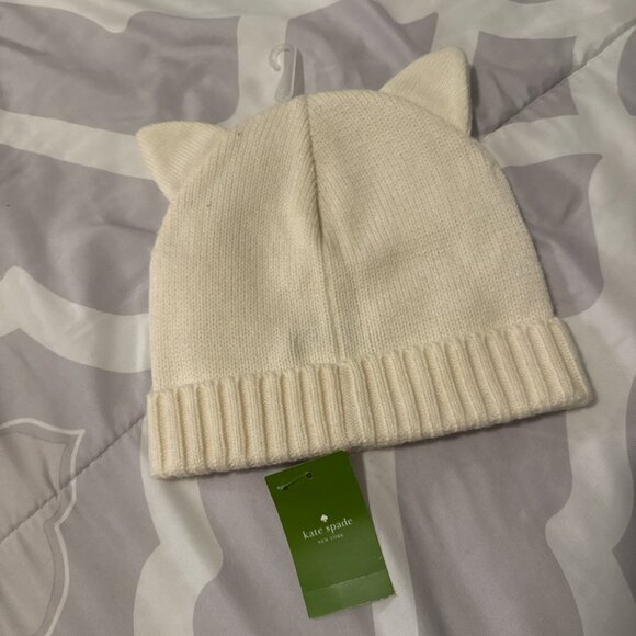 Kate Spade White Kitty Beanie